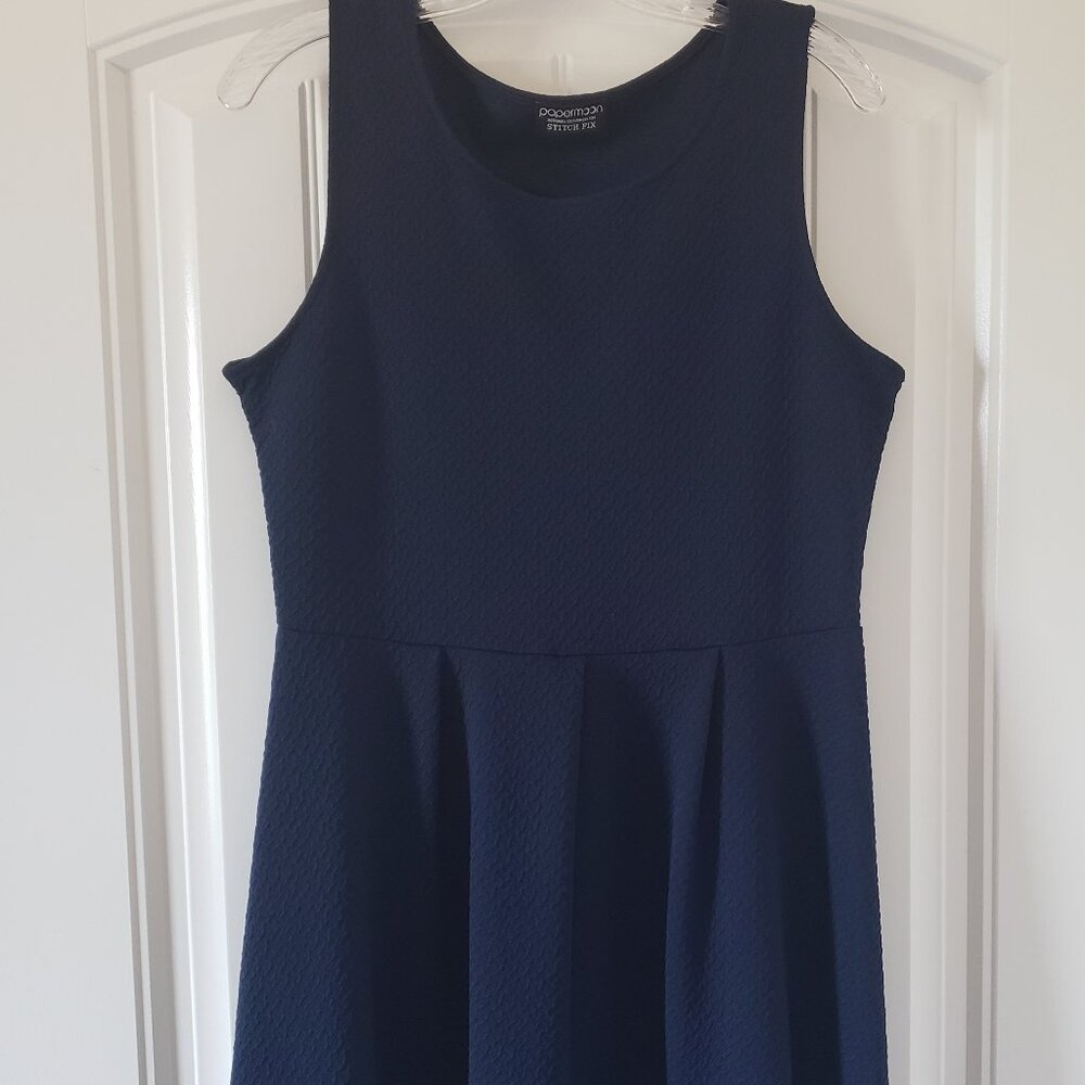 Papermoon by StyleMint textured navy dress with cutout